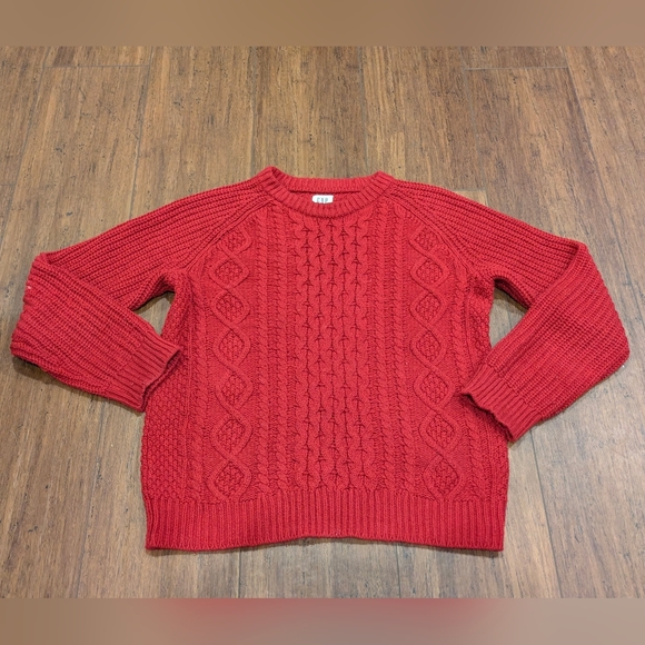 GAP Kids Wool Red Cable Knit Sweater Size Large - Picture 1 of 5